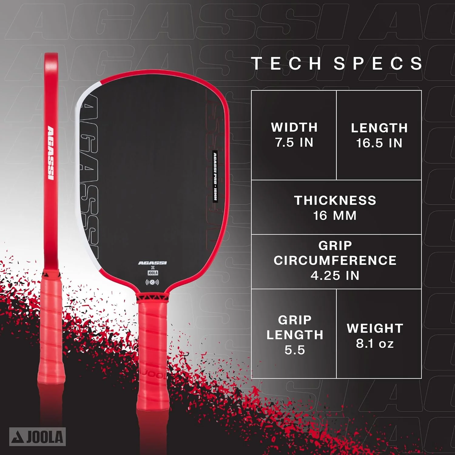JOOLA Agassi Pro 16mm Pickleball Paddle - Image 11